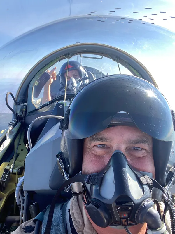 F-5 AT tandem cockpit in flight