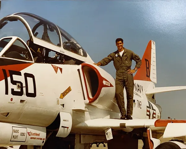 Paco on the TA-4J Skyhawk during Navy training