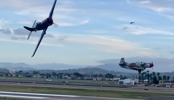 Warbirds at an airshow — T-6 Texan and Nanchang CJ-6